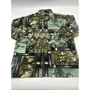 Vintage Trust GRAPHIC Shirt Men's Size XL Long Sleeve Button 90s Y2K MULTI COLOR